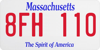 MA license plate 8FH110
