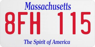 MA license plate 8FH115