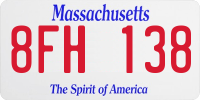 MA license plate 8FH138