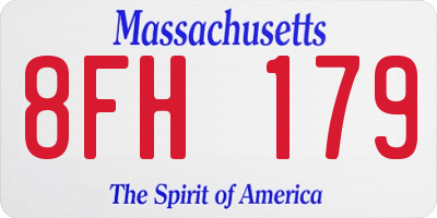 MA license plate 8FH179