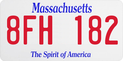 MA license plate 8FH182