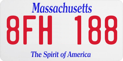 MA license plate 8FH188