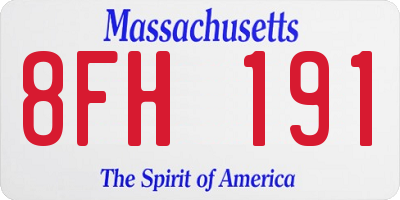 MA license plate 8FH191