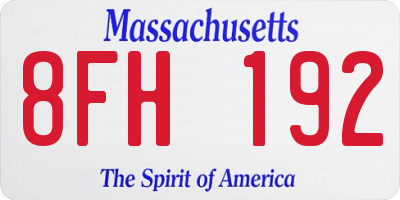 MA license plate 8FH192