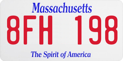 MA license plate 8FH198