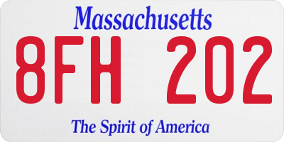 MA license plate 8FH202