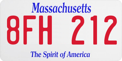 MA license plate 8FH212