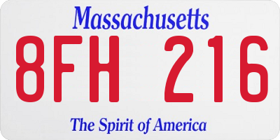 MA license plate 8FH216