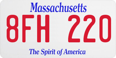 MA license plate 8FH220
