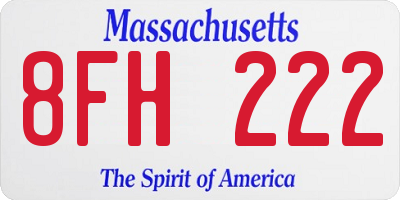 MA license plate 8FH222