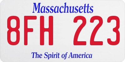 MA license plate 8FH223