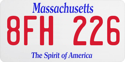 MA license plate 8FH226