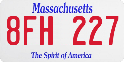 MA license plate 8FH227