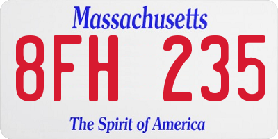 MA license plate 8FH235