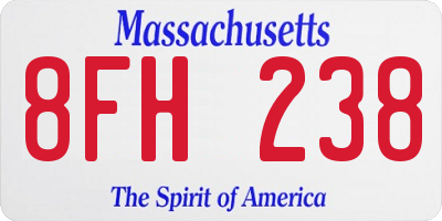 MA license plate 8FH238