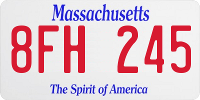 MA license plate 8FH245