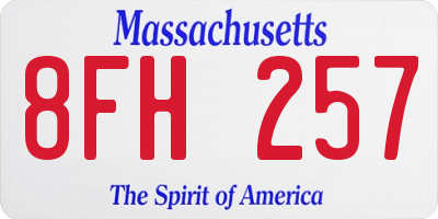 MA license plate 8FH257