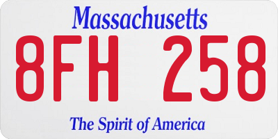 MA license plate 8FH258