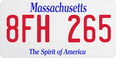 MA license plate 8FH265