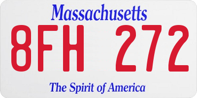 MA license plate 8FH272