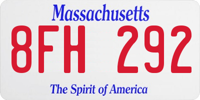 MA license plate 8FH292