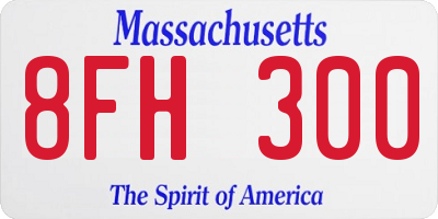 MA license plate 8FH300