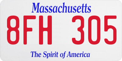 MA license plate 8FH305