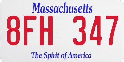 MA license plate 8FH347