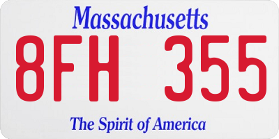 MA license plate 8FH355