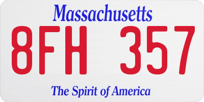 MA license plate 8FH357