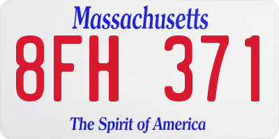 MA license plate 8FH371