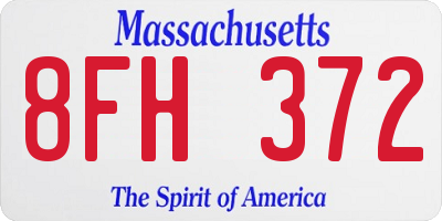 MA license plate 8FH372
