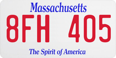MA license plate 8FH405