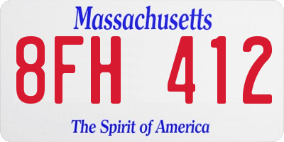MA license plate 8FH412