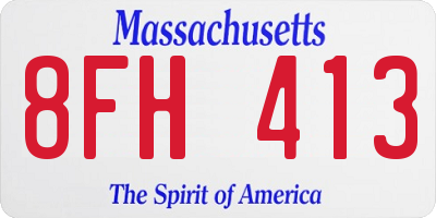 MA license plate 8FH413