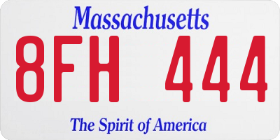 MA license plate 8FH444