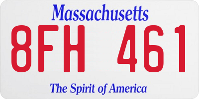 MA license plate 8FH461
