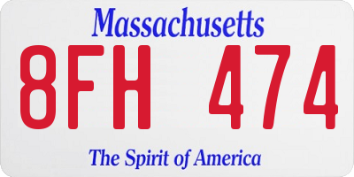 MA license plate 8FH474