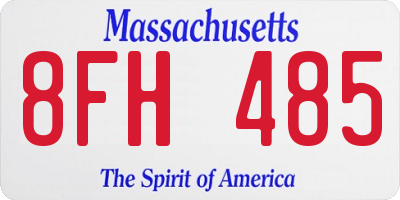 MA license plate 8FH485