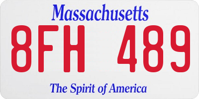 MA license plate 8FH489