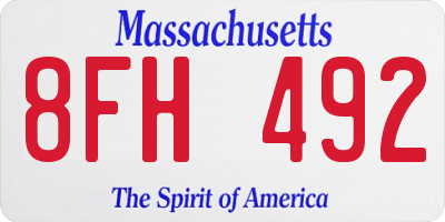 MA license plate 8FH492