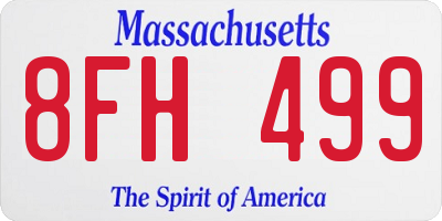 MA license plate 8FH499