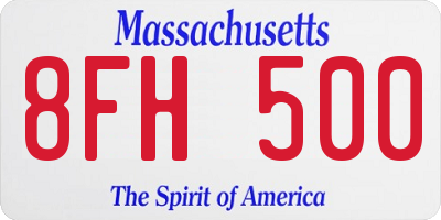 MA license plate 8FH500