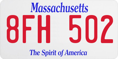 MA license plate 8FH502