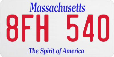 MA license plate 8FH540