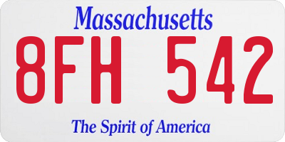 MA license plate 8FH542