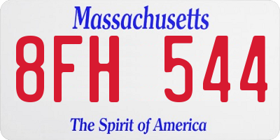 MA license plate 8FH544
