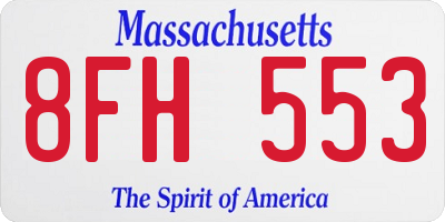 MA license plate 8FH553