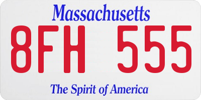 MA license plate 8FH555