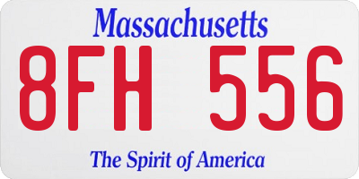 MA license plate 8FH556